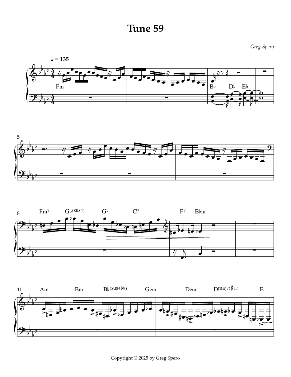 First page of the Tune 59 chart